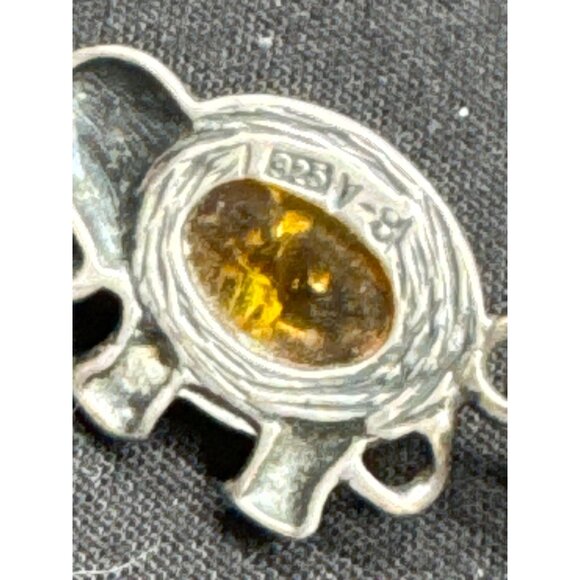Baltic Honey Amber Lucky Elephant Sterling Silver 7" Bracelet - Picture 9 of 9